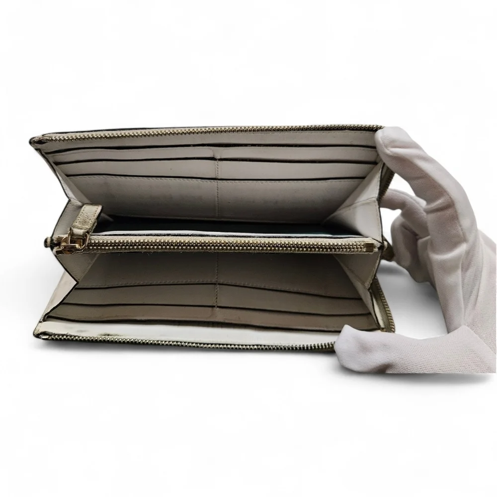 Bvlgari Zippered Seepento Wallet In Cream And Gold